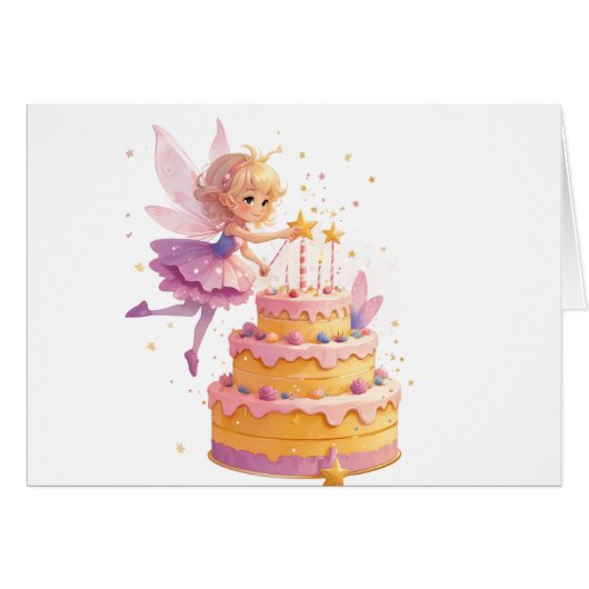 Fairy Birthday Kaart (Voorkant Horizontaal)