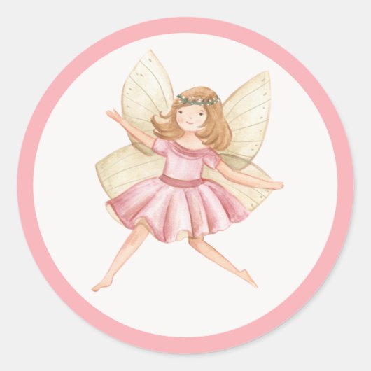Fairy Birthday Party Favor Ronde Sticker (Voorkant)