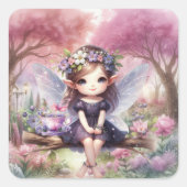Fairy Birthday Party Vierkante Sticker (Voorkant)