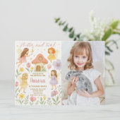 Fairy Birthday Uitnodiging met foto (Staand voorkant)