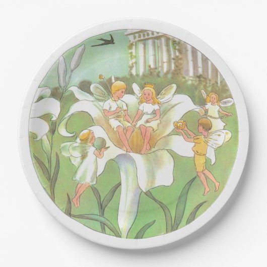 Fairy bloementuin betoverde bos meisje verjaardag papieren bordje (Voorkant)