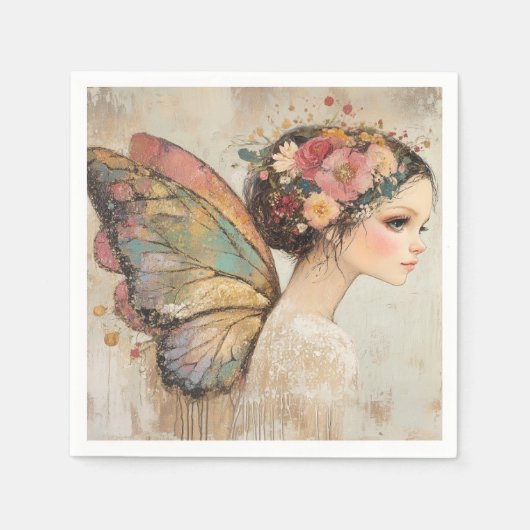  Fairy Boho Butterfly & Floral Pastel Servet (Voorkant)