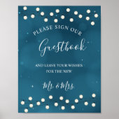 Fairy Bokeh String Lights Wedding Guestbook Poster (Voorkant)