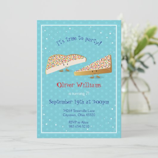 Fairy Bread-tekens | verjaardagsuitnodiging Kaart (Staand voorkant)