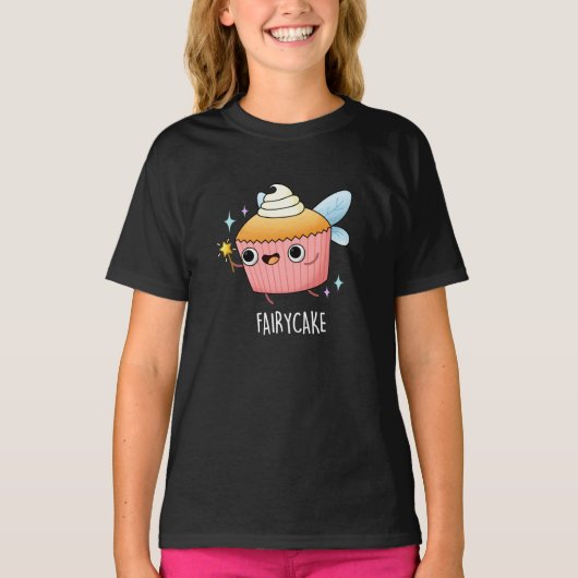 Fairy Cake Funny Cupcake Pun Dark BG T-shirt (Voorkant)