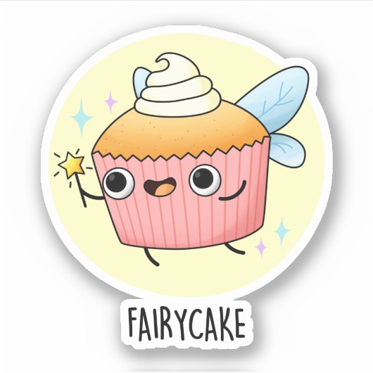 Fairy Cake Funny Cupcake Pun Sticker (Voorkant)