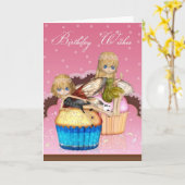 Fairy Cake Verjaardag Wenskaart Kaart (Gele Bloem)