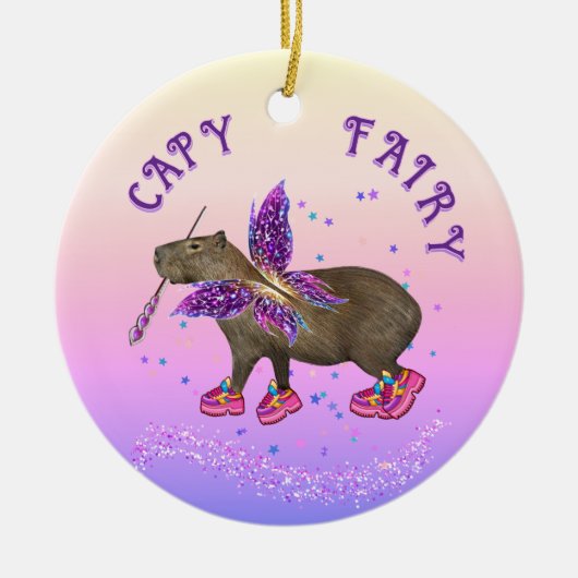 Fairy Capybara Magic Keramisch Ornament (Voorkant)