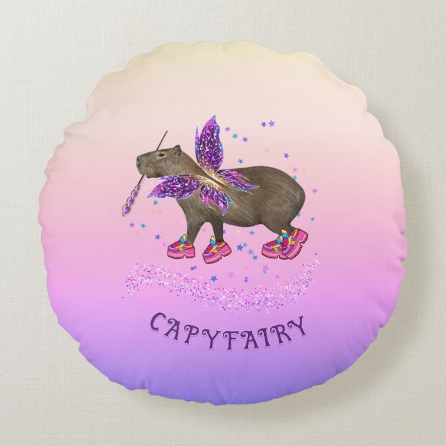 Fairy Capybara Magic Rond Kussen (Voorkant)