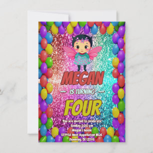 Fairy Cartoon invitation d'anniversaire pour enfan