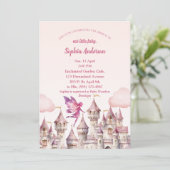 Fairy Castle Girl Baby shower Invitation Card (Debout devant)