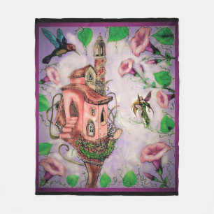 Fairy Castle met Hummingbird Fleece Deken