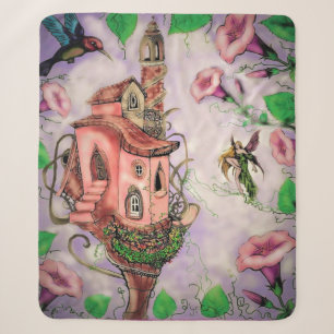 Fairy Castle met Hummingbird Sherpa Deken