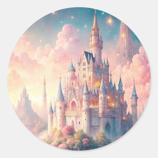 Fairy Castle Ronde Sticker (Voorkant)