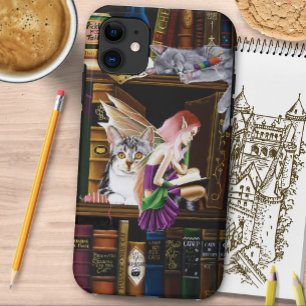Fairy Cats Boeken Bibliotheek Fantasie iPhone 11 Hoesje