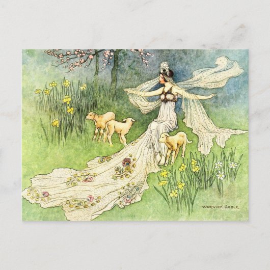Fairy Coquette en Lambs Briefkaart (Voorkant)