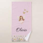 Fairy Cute Garden Enchanted Nom personnalisé Fille (Serviette de bain)