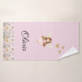 Fairy Cute Garden Enchanted Nom personnalisé Fille (Serviette de bain)