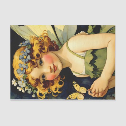 Fairy Decoupage Mooie Bloemen Magisch Tissuepapier (Voorkant)