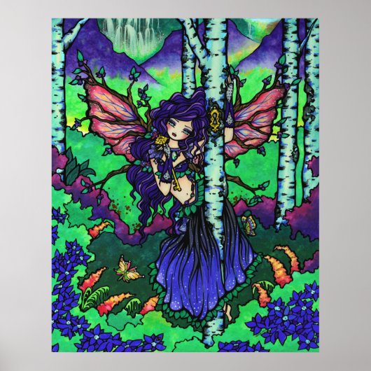 Fairy Dragon Fantasy Forest Art Poster (Voorkant)