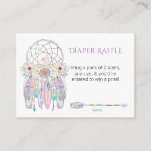 Fairy Dream Catcher Arrow Feathers Diaper Raffle Informatiekaartje