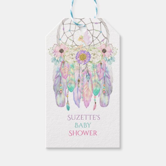 Fairy Dream Catcher Arrow Feathers Linten Cadeaulabel (Voorkant)
