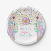 Fairy Dream Catcher Boho Feathers Kristallen Papieren Bordje (Voorkant)