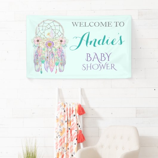 Fairy Dream Catcher Boho Feathers Pastels Spandoek (Insitu)