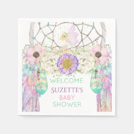 Fairy Dream Catcher Feather Lavender Pink Mint Servetten