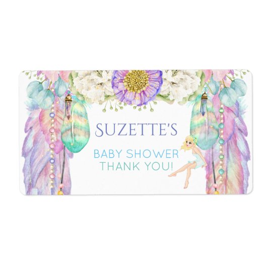 Fairy Dream Catcher Water Bottle Gift Dank u Etiket (Voorkant)