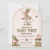 Fairy Eerste Aangepaste Foto Roze Sage 1e Verjaard Kaart (Voorkant)