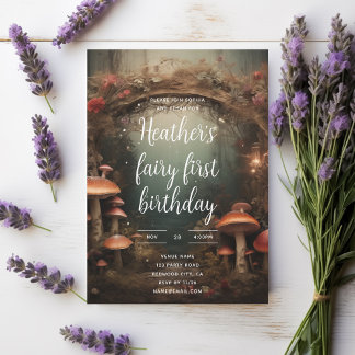 Fairy eerste betoverde paddenstoel bos verjaardag kaart