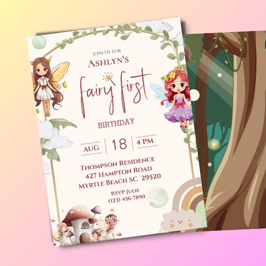 Fairy eerste bos verjaardagsfeestje kaart