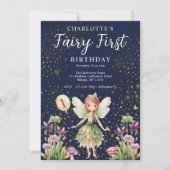 Fairy eerste grillige 1e verjaardagsfeestje kaart (Voorkant)