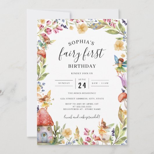 Fairy eerste verjaardag 1e verjaardag kaart (Voorkant)