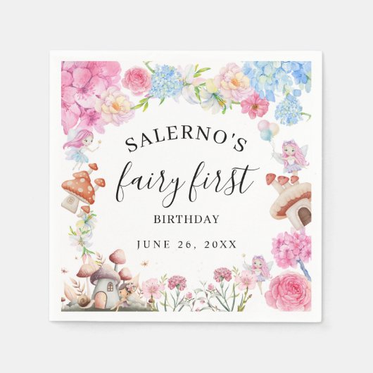 Fairy Eerste Verjaardag 1e Verjaardag Papier Serve Servet (Voorkant)