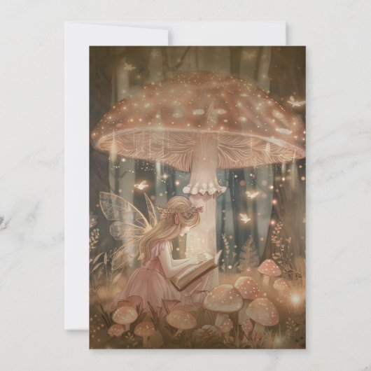 Fairy Eerste Verjaardag Bos Paddestoel Whimsical Kaart (Achterkant)