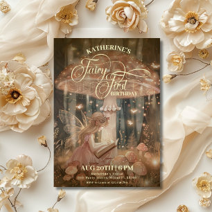 Fairy Eerste Verjaardag Bos Paddestoel Whimsical Kaart