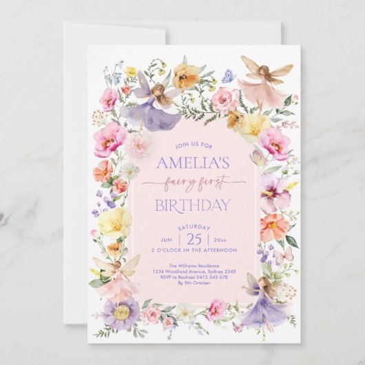 Fairy Eerste Verjaardag Schattigee Bloementuin Fai Kaart (Voorkant)