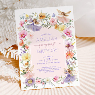 Fairy Eerste Verjaardag Schattigee Bloementuin Fai Kaart