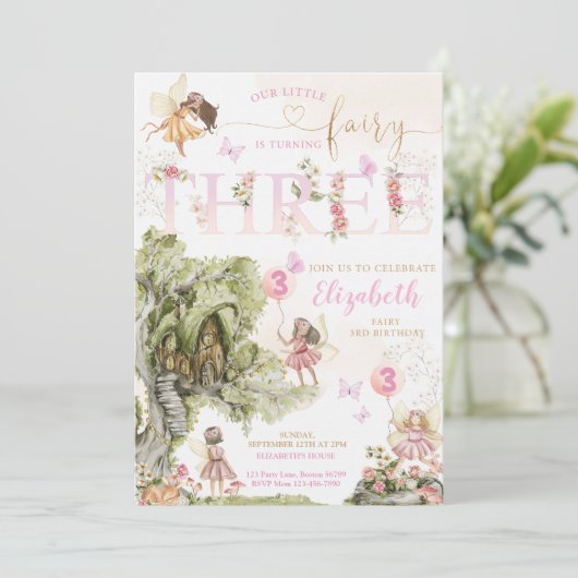 Fairy Eerste Verjaardagsbos Waterverf Kaart (Staand voorkant)