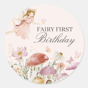Fairy eerste verjaardagsfeestje dessert gunst ronde sticker