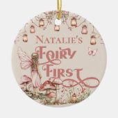Fairy eerste verjaardagsfeestje gepersonaliseerd d keramisch ornament (Voorkant)