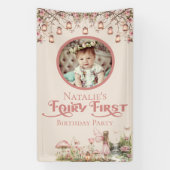 Fairy eerste verjaardagsfeestje gepersonaliseerd v spandoek (Verticaal)