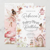 Fairy eerste verjaardagsfeestje kaart (Voorkant / Achterkant)