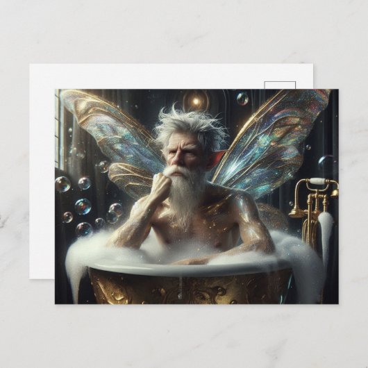 Fairy Elder man in het bubbelbad Briefkaart (Voorkant / Achterkant)
