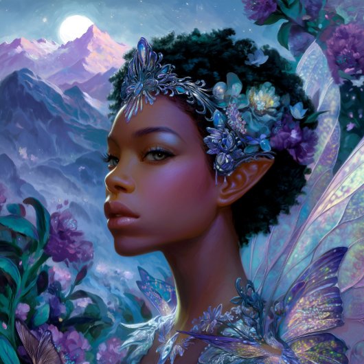 Fairy Elf Black Fantasy Art African American Poster