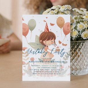Fairy en ballonnen verjaardagsfeestje voor kindere kaart