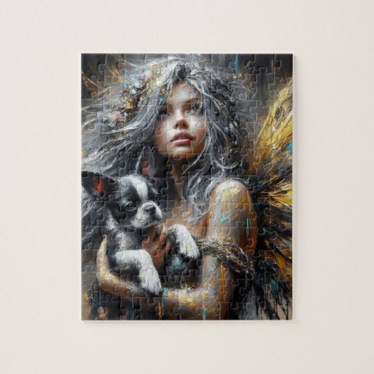 Fairy en een Boston Terrier-puppy Legpuzzel (Verticaal)