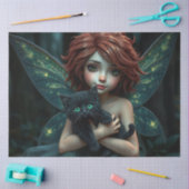 Fairy en haar kat, tissuepapier (Craft)